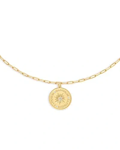 Alexa Leigh Pave Sunburst Coin Pendant Necklace, 16 In Gold