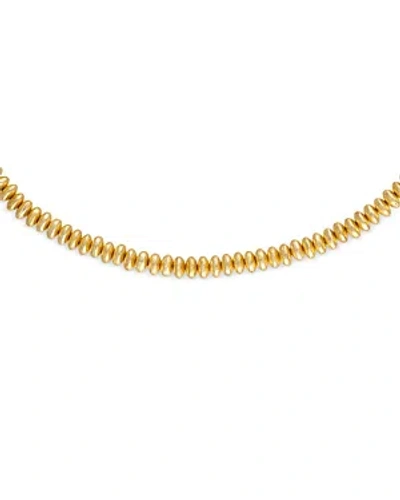 Alexa Leigh Rondelle 14k Yellow Gold Plate Brushed Bead Collar Necklace, 15
