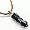 Alexa Martha Designs Silver Wire Wrapped Encased Gemstone Crystal Point Pendant In Black