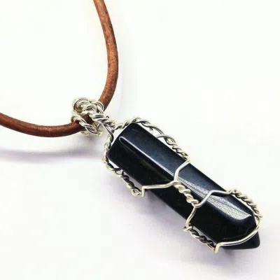 Alexa Martha Designs Silver Wire Wrapped Encased Gemstone Crystal Point Pendant In Gold
