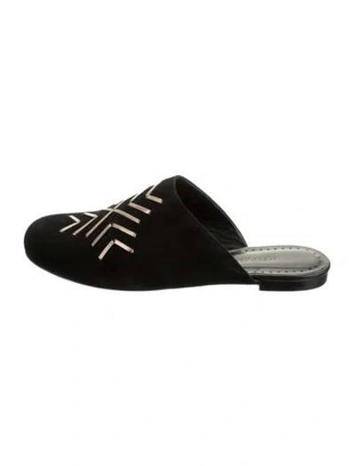 Pre-owned Alexa Wagner Suede Graphic Print Mules In Black