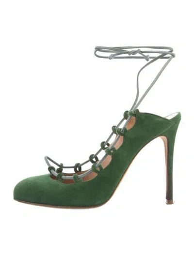 Pre-owned Alexa Wagner Suede Pumps In Green