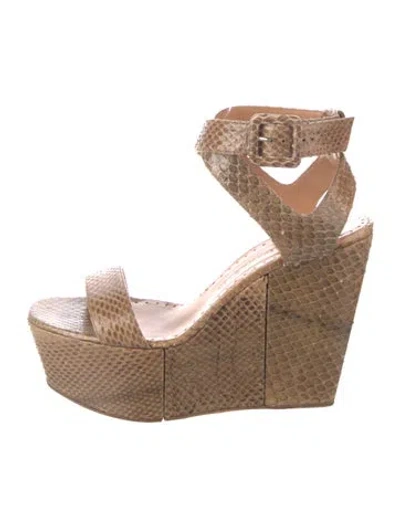 Pre-owned Alexa Wagner Vintage Snakeskin Espadrilles In Neutral