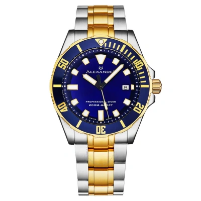 Alexander 2 Quartz Blue Dial Men's Watch A501b-03 In Two Tone  / Blue / Gold Tone / Yellow