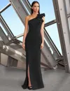 Alexander By Daymor 1174 Long Slit Formal Ruffle Evening Dress In Black