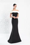 Alexander By Daymor 1280 Long Ruffle Fit Formal Dress In Multi