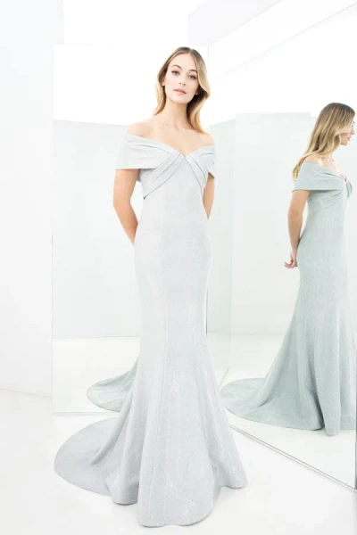 Alexander By Daymor 1367 Metallic Long Formal Evening Dress In Silver