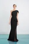 Alexander By Daymor 1463 Long Formal Slit Ruffle Dress In Black