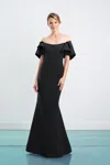 Alexander By Daymor 1464 Long Ruffle Foral Fit Evening Dress In Black