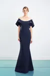 Alexander By Daymor 1464 Long Ruffle Formal Evening Dress In Blue