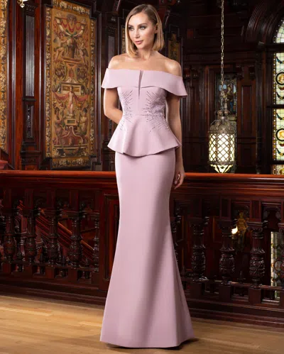 Alexander By Daymor 1577 Long Formal Peplum Evening Dress In Gray