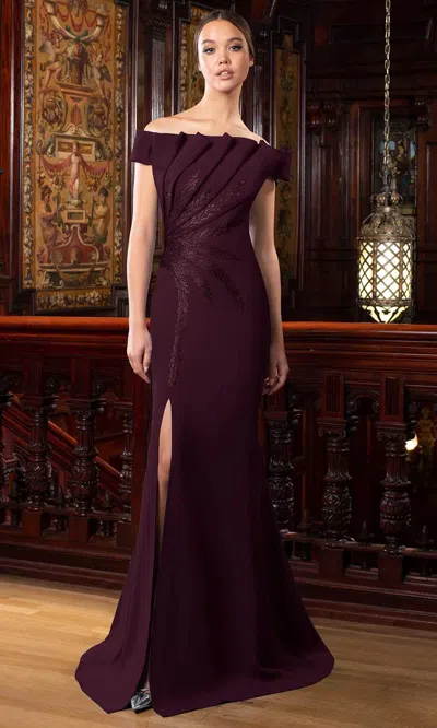 Alexander By Daymor 1586 Long Pleated Formal Evening Dress In Burgundy