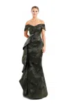 Alexander By Daymor 1653f22 Beaded Formal Long Ruffle Evening Dress In Green