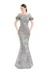 Alexander By Daymor 1655f22 Long Metallic Formal Pleated Evening Dress In Silver