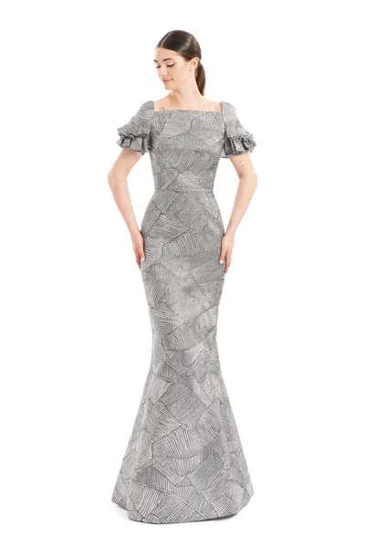 Alexander By Daymor 1655f22 Long Metallic Formal Pleated Evening Dress In Silver