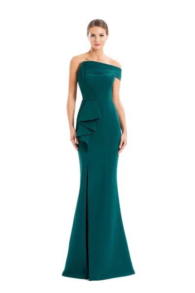 Alexander By Daymor 1660f22 Long Pleated Formal Evening Dress In Green