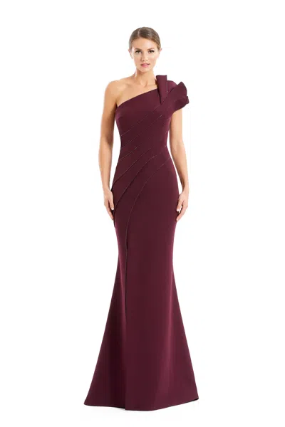 Alexander By Daymor 1671f22 Long Formal Pleated Evening Dress In Burgundy
