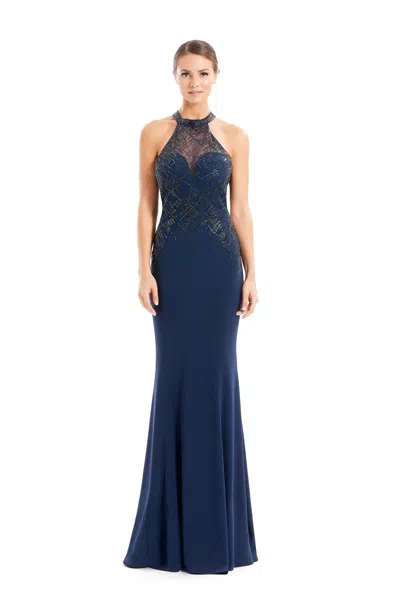 Alexander By Daymor 1672f22 Beaded Long Mermaid Formal Evening Dress In Blue
