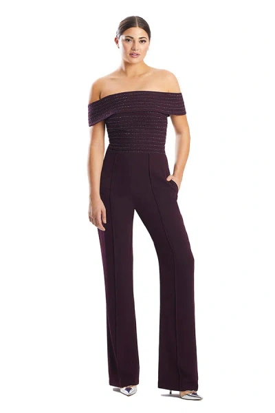 Alexander By Daymor 1751s23 Long Formal Pocket Sequin Jumpsuit In Purple