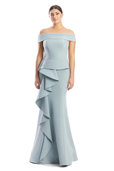 Alexander By Daymor 1756s23 Fitted Long Formal Peplum Evening Dress In Green