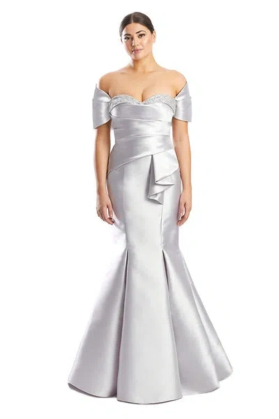 Alexander By Daymor 1759s23 Long Mermaid Formal  Evening Prom Dress In Silver