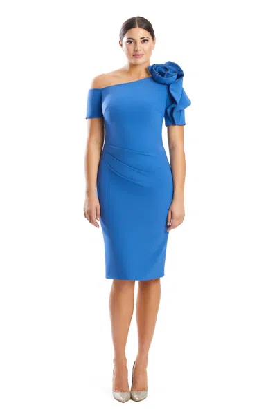 Alexander By Daymor 1762shorts23 Short Fitted Knee Length Cocktail Dress In Blue