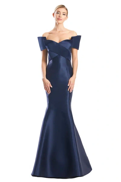 Alexander By Daymor 1763s23 Beaded Long Mermaid Evening Formal Dress In Blue