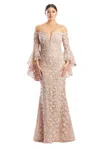 Alexander By Daymor 1769s23 Long Formal Beaded Lace Evening Dress In Pink