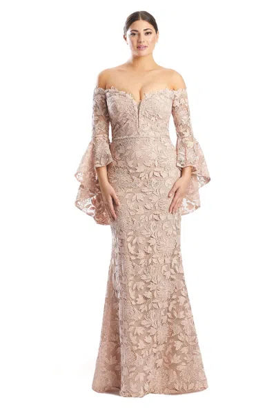 Alexander By Daymor 1769s23 Long Formal Beaded Lace Evening Dress In Pink