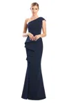 Alexander By Daymor 1781s23 Fitted Long Formal Peplum Evening Dress In Blue