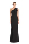 Alexander By Daymor 1788s23 Pleated Long Formal Fitted Slit Evening Dress In Black