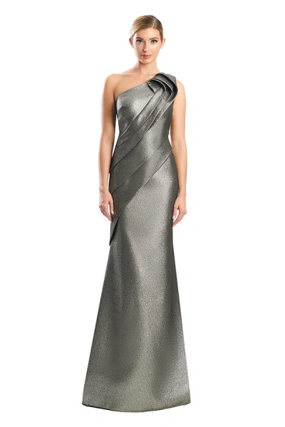 Alexander By Daymor 1790s23 Pleated Long Mermaid Formal Evening Dress In Gold