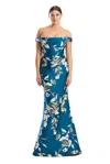 Alexander By Daymor 1791s23 Long Fitted Formal Floral Print Evening Dress