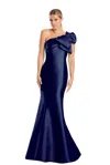 Alexander By Daymor 1850f23 Mermaid Long Formal Pleated Evening Dress In Blue