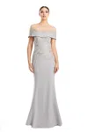 Alexander By Daymor 1866f23 Long Formal Beaded Cape Mother Of The Bride Dress In Gray