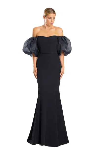 Alexander By Daymor 1870f23 Fitted Long Formal Evening Dress In Black