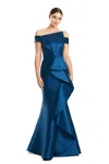 Alexander By Daymor 1873f23 Prom Long Pleated Formal Ruffled Evening Dress In Blue