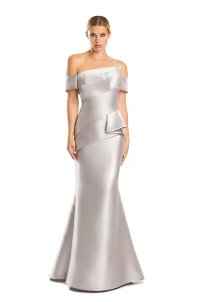 Alexander By Daymor 1878f23 Pleated Long Mermaid Formal Evening Prom Dress In Gray