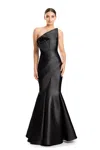 Alexander By Daymor 1879f23 Pleated Long Formal Mermaid Prom Evening Dress In Black