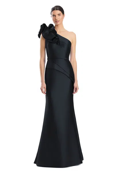 Alexander By Daymor 1951s24 Long Mermaid Formal Ruffled Evening Dress In Black
