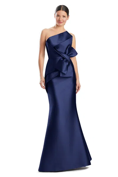 Alexander By Daymor 1952s24 Pleated Long Formal Mermaid Prom Dress In Blue