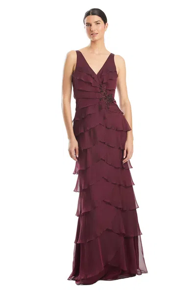 Alexander By Daymor 1958s24 A Line Long Formal Layered Evening Prom Dress In Burgundy