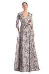 Alexander By Daymor 1963s24 Long Two Piece Ball Gown Printed Formal Jacket Dress In Multi