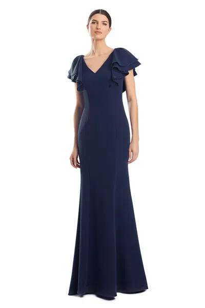 Alexander By Daymor 1968s24 Long Mother Of The Bride Formal Beaded Dress In Blue