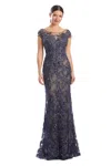 Alexander By Daymor 1973s24 Beaded Applique Long Mother Of The Bride Formal Dress In Blue