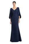 Alexander By Daymor 1974s24 Long Mother Of The Bride Pleated Formal Dress In Blue