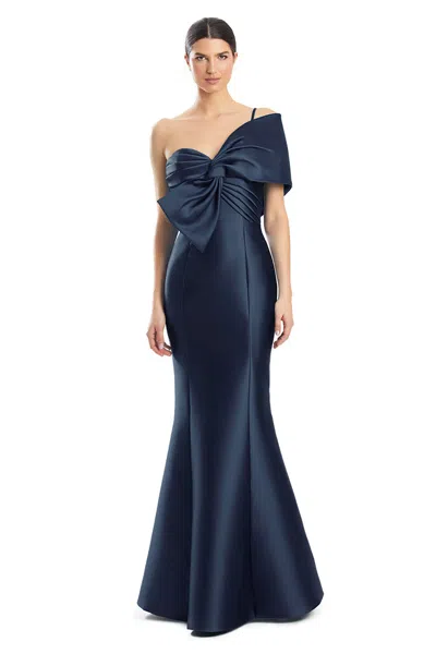 Alexander By Daymor 1977s24 Pleated Long Mermaid Formal Evening Prom Dress In Blue