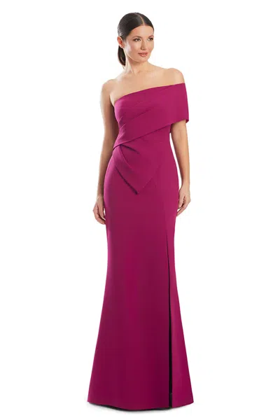 Alexander By Daymor 1981s24 Fitted Long Formal Peplum Evening Dress In Purple