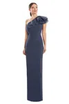 Alexander By Daymor 1982s24 Fitted Ruffled Long Formal Evening Dress In Gray