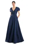 Alexander By Daymor 1987s24 Beaded A Line Long Floral Evening Formal Dress In Blue
